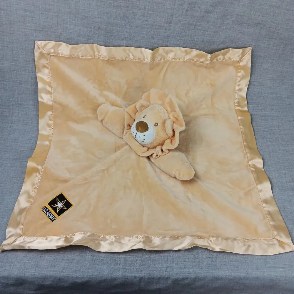 Lion Tan Army Military Logo Security Blanket Plush Baby Lovey ANICO